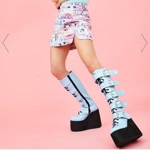DOLLSKILL BABY BLUE PLATFORM BOOTS